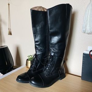 Lucky Brand Black Leather Riding Boots Size 8.5